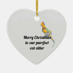 Décoration En Céramique Merry Christmas Purrfect Cat Sitter Holiday