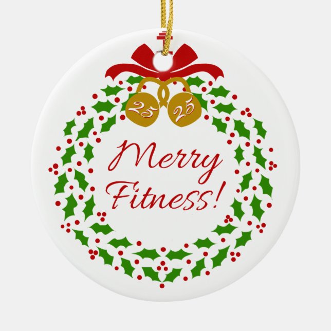 Décoration En Céramique Merry Fitness Wreath Personnalisé Circle Ornament (Devant)