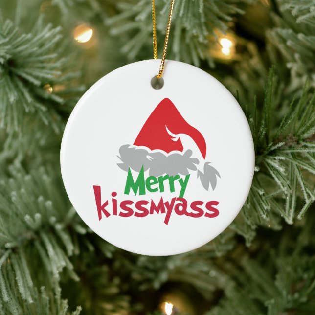 Décoration En Céramique Merry Kissmyass Funny Christmas Ornament (Arbre)