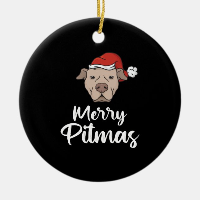 Décoration En Céramique Merry Pitmas Pitbull Christmas (Devant)