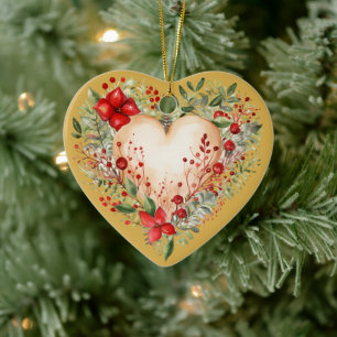 Décoration En Céramique Message personnalisé Colorful "Gold" Coeur floral