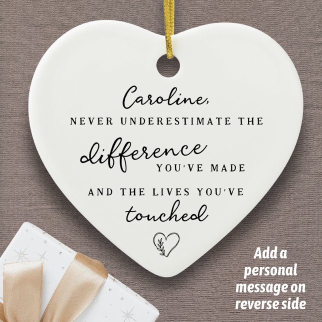 Décoration En Céramique Message personnalisé « Différence que vous avez fa (Difference You Made Personalized Ornament Custom Message Appreciation Gift Mentor Teacher Nurse)