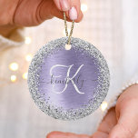 Décoration En Céramique Métal brossé violet Parties scintillant d'argent N<br><div class="desc">Personnalisez facilement ce design ornemental chic branché avec une jolie parties scintillant brillante en argent sur un arrière - plan métallique brossé violet.</div>