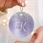 Décoration En Céramique Métal brossé violet Parties scintillant d'argent N<br><div class="desc">Personnalisez facilement ce design ornemental chic branché avec une jolie parties scintillant brillante en argent sur un arrière - plan métallique brossé violet.</div>