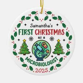 Décoration En Céramique Microbiologiste Premier Noël Personnalisé