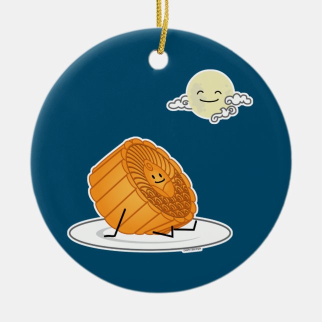 Décoration En Céramique Mid Autumn Festival Moon cake lunar mooncakes past (Devant)