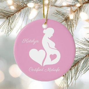 Décoration En Céramique Midwoman Doula Belle Customisée rose Noël