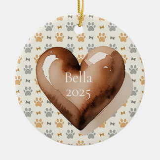 Décoration En Céramique Mignon Empreinte de Patte de Compagnon en Cœur Bru