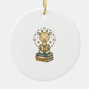 Décoration En Céramique Mignon Girafe Lecteur de Livres Chemise Vintage De