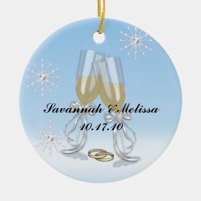 Décoration En Céramique Mignon marié ; Notre premier Noël (Devant)