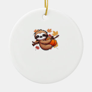 Décoration En Céramique Mignon paresseux de dessin animé avec citrouille -