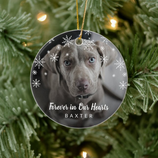 Décoration En Céramique Mignonette Snowflakes Dog Photo Pet Memorial (Arbre)