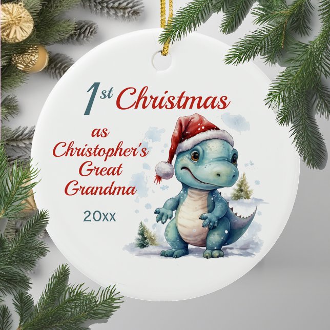 Décoration En Céramique Mignonne 1er Noël Grand Petit-fils Dinosaur (Créateur téléchargé)