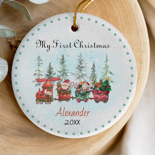 Décoration En Céramique Mignonne bébé premier Noël père Noël train (Créateur téléchargé)