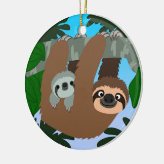 Décoration En Céramique Mignonne Cartoon Mère Sloth Et Bébé