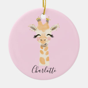 Décoration En Céramique Mignonne, douce et girly, rose pastel, bébé girafe