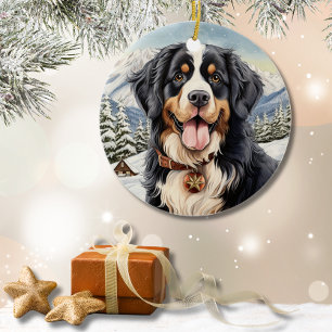 Décoration En Céramique Mignonne hiver Noël Bernese Mountain