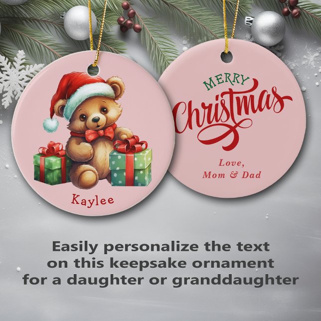 Décoration En Céramique Mignonne ours en peluche Enfants de Santa Hat (Créateur téléchargé)