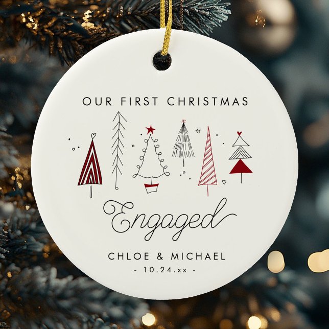 Décoration En Céramique Mignons Noël Engagé Arbres Whimsical (Créateur téléchargé)