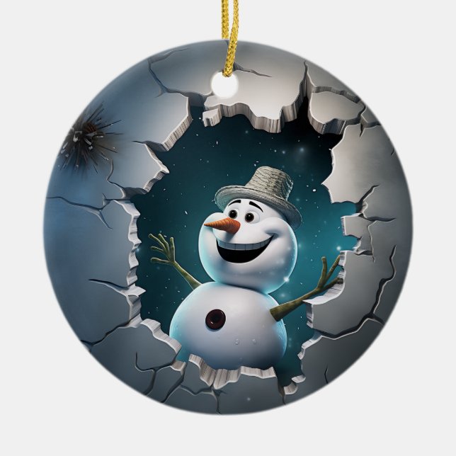 Décoration En Céramique Mignons Noël Snowman 3D (Devant)