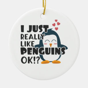 Décoration En Céramique Mignons Penguins J'Aime Vraiment Les Pingouins D'A