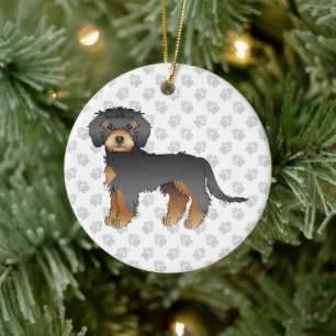Décoration En Céramique Mini Goldendoodle noir et fauve Chien de dessin an
