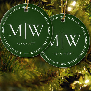 Décoration En Céramique Mini-mariés Monogram Green Holiday