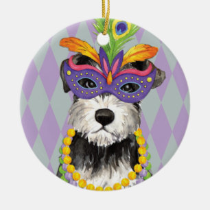 Décoration En Céramique Mini Schnauzer de mardi gras