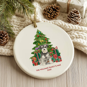 Décoration En Céramique Miniature Schnauzer Chien famille Noël