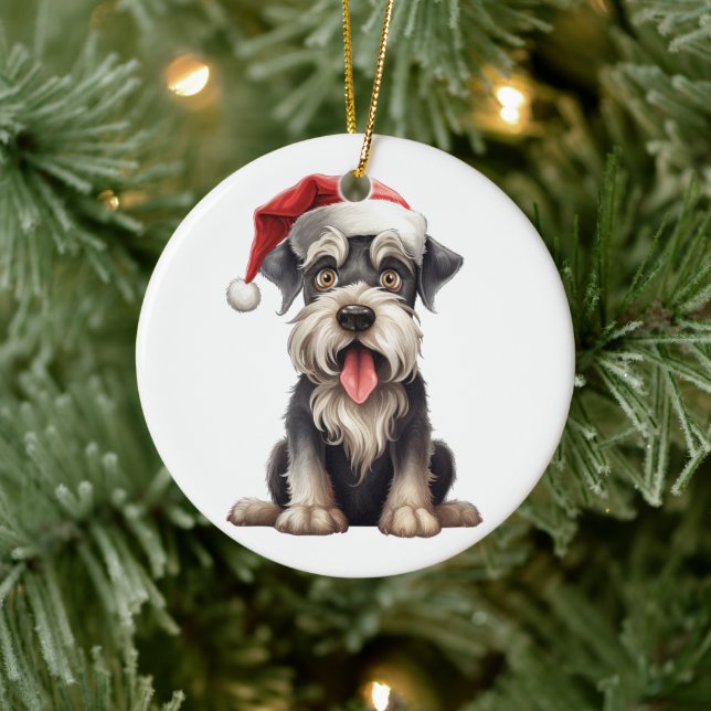 Décoration En Céramique Miniature Schnauzer de Noël personnalisé chien amu (Arbre)