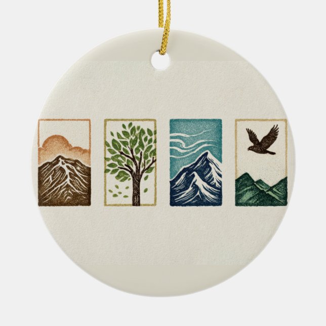 Décoration En Céramique Minimal Nature Set – Mountain & Tree Art (Devant)