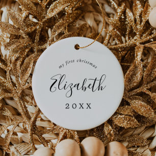 Décoration En Céramique Minimalist Baby's First Christmas Newborn Photo