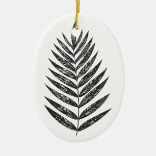 Décoration En Céramique Minimaliste botanique noir et blanc Frond de la na
