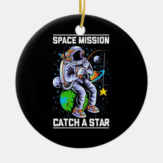 Décoration En Céramique Mission spatiale astronaute Attraper une étoile (Devant)