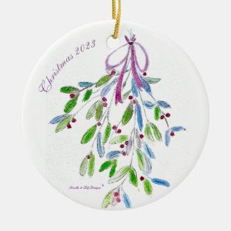 Décoration En Céramique Mistletoe de Noël avec poème