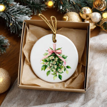 Mistletoe with Pink Ribbon