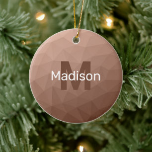 Décoration En Céramique Mocha Brown motif de maillage géométrique Monogram