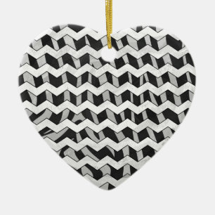 Décoration En Céramique Modèle Chevron noir et gris Zebra