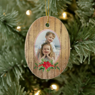 Décoration En Céramique Modèle de photo de cadre de poinsettia en bois dor