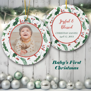 Décoration En Céramique Modèle de photo Holly Border Nouveau bébé Noël