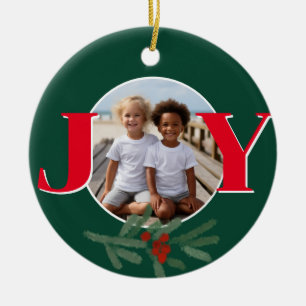 Décoration En Céramique Modèle de photo JOIE personnalisé Noël avec houx