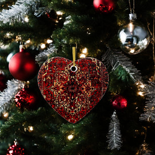 Décoration En Céramique Modèle de tapis oriental en rouge foncé