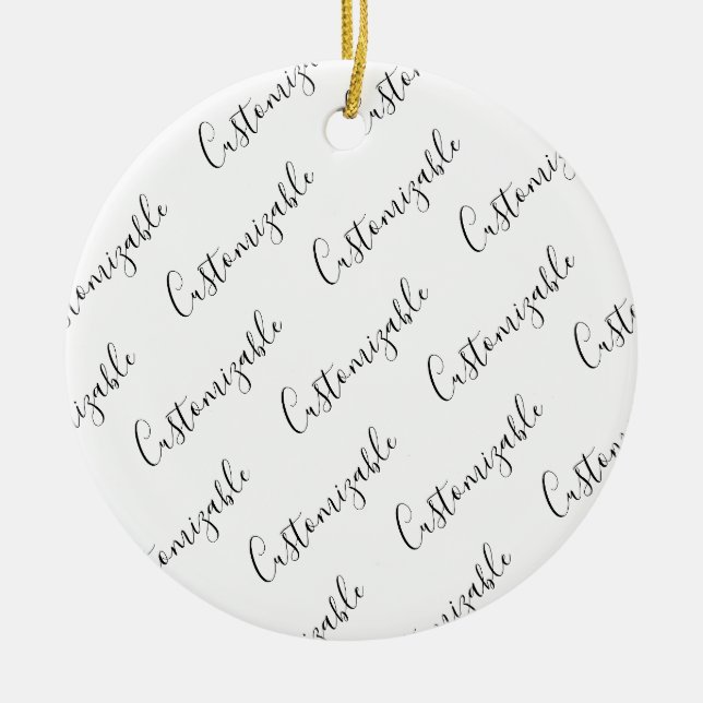 Décoration En Céramique Modèle de texte de script moderne éditable | Noir  (Devant)