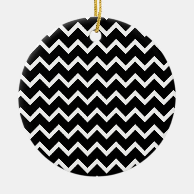 Décoration En Céramique Modèle de zigzag noir et blanc (Devant)