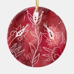 Décoration En Céramique Modèle Floral rouge