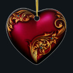 Décoration En Céramique modèle ornemental du coeur<br><div class="desc">Magnifique ornement en forme de coeur avec parchemin doré sur un coeur rouge,  parfait pour traîner n'importe où.</div>