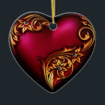 Décoration En Céramique modèle ornemental du coeur<br><div class="desc">Magnifique ornement en forme de coeur avec parchemin doré sur un coeur rouge,  parfait pour traîner n'importe où.</div>