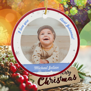 Décoration En Céramique Modern Cute 2 Photos Baby Boy First Christmas Tant