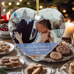 Décoration En Céramique Moderne 1er Noël M. Mme 2 Photos Coeur En Forme