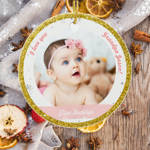 Décoration En Céramique Moderne 2 Photos Baby Girl First Christmas Grand-p